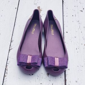 Meli Melo Kids Girls Plum Purple Ballet Flats Sandals With Bow US 5Y EU 37